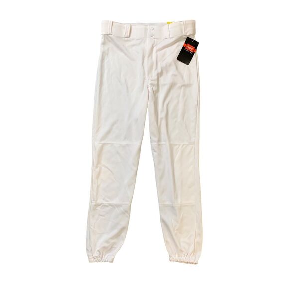 Rawlings Baseball Pants Mens M Medium White Elastic Ankles Relaxed Stretch - Picture 1 of 11